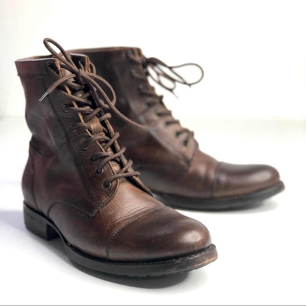 Frye Erin lug workboots brown leather lace up 7